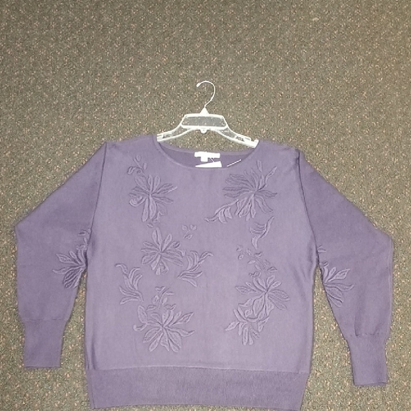 Chico's Sweaters - Chico's Floral Embroidered Purple Sweater